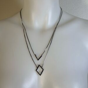 White House Black Market Convertible Chain Necklace NEW WHBM Two Strand Black